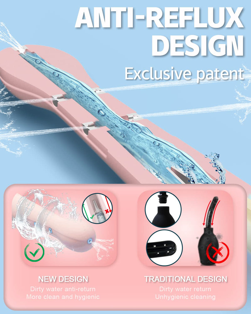 [Australia] - Enema Douche Anti Back-Flow, Amal Douche Bottle for Colon Cleansing Detox and Constipation, Anal Enema Bulb with 5 Spouts, Reusable Enima Vaginal Cleaner kit for Men Women (1Pink) 1Pink 