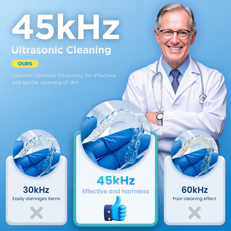 [Australia] - Dental Ultrasonic Retainer Cleaner Machine - Dental Cleaning Pod for Denture, Mouth Guard, Aligner, Night Guard, Braces, Toothbrush Heads, Jewelry, 45kHz Retainer Cleaner with Digital Timer & 200ML Pink 