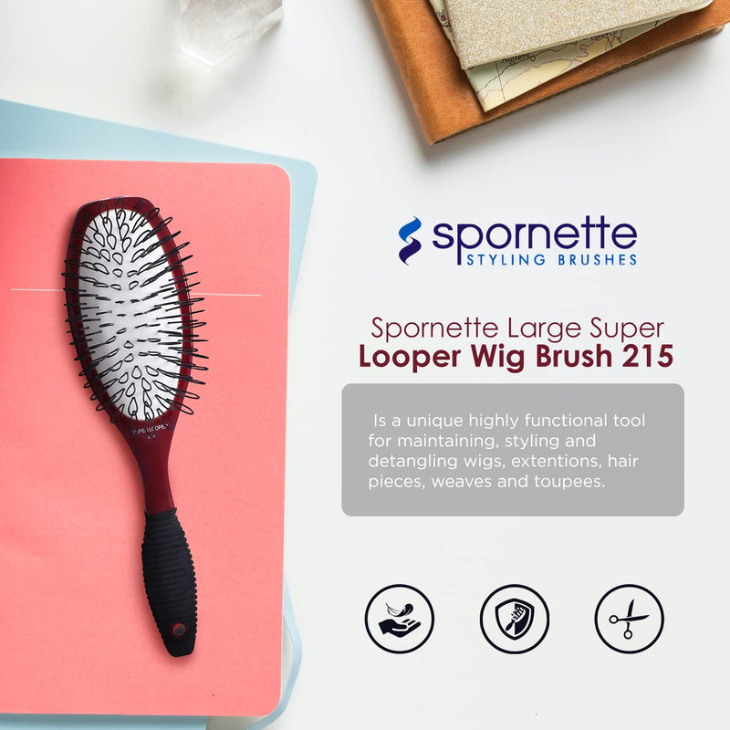 Spornette Super Looper Wig Brush, Cushioned & Looped Nylon Bristles for Extensions, Wigs, Hair Pieces, Toupees & Weaves - For Brushing, Styling, & Detangling Natural & Synthetic Hair Large (Pack of 1)