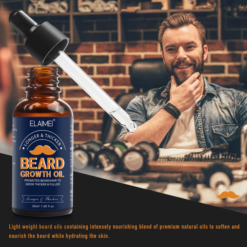 [Australia] - Beard growth set, beard growth kit with beard roller 0.25 mm, beard growth serum oil, beard growth kit, hair growth for men, thickening and strengthening for hair growth and beards 