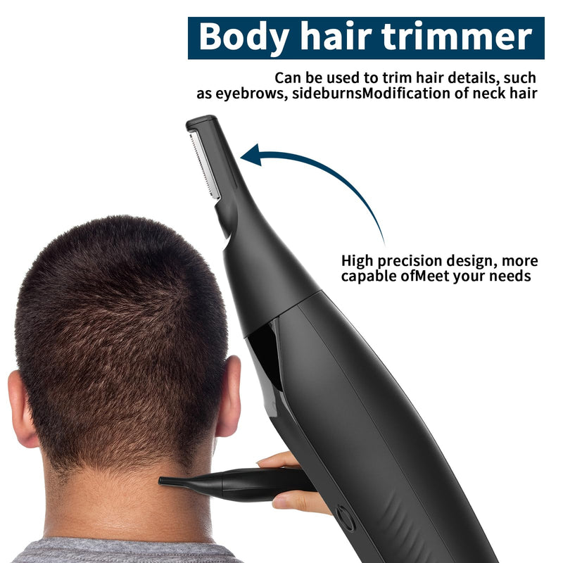 [Australia] - Ear and Nose Hair Trimmer for Men, 2025 Professional Painless USB Rechargeable Eyebrow & Facial Electric Hair Trimmer for Men Women, Powerful Motor, Dual Edge Blades, IPX7 Waterproof Easy Clean Black 