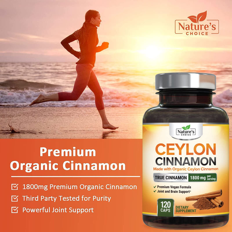 [Australia] - Ceylon Cinnamon Capsules - Certified Organic Cinnamon Pills, Non-GMO, Dairy & Gluten Free, Sri Lanka Cinnamon Powder Supplement, Vegan True Cinnamomum Vitamins, Sugar Free, 120 Count Cinnamon Capsules 120 Count (Pack of 1) 