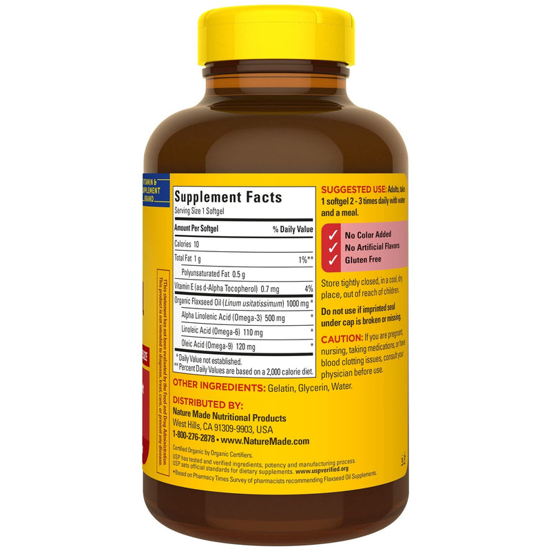 [Australia] - Nature Made Flaxseed Oil 1000 mg, Dietary Supplement for Heart Health Support, 180 Softgels (Pack of 2) 