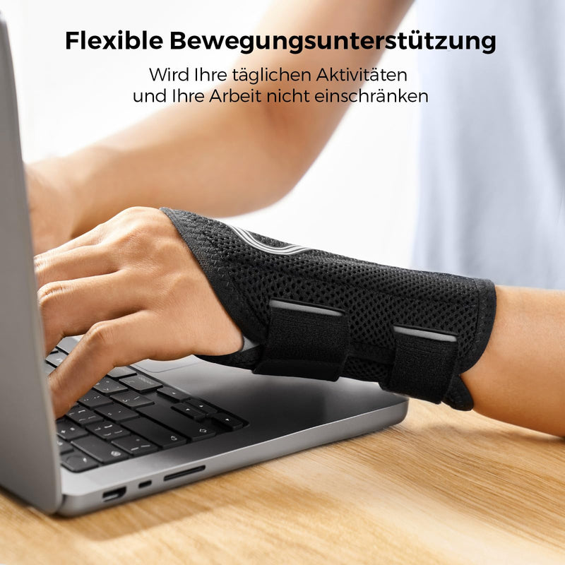 [Australia] - FREETOO Flexible Lightweight Wrist Splint for Carpal Tunnel, Breathable Hand Splint with Snug S-Shaped Splint, Adjustable Wrist Support for Sprain, Tendonitis, RIS Gray-Right Hand M (Wrist 6.2"~7.8") 
