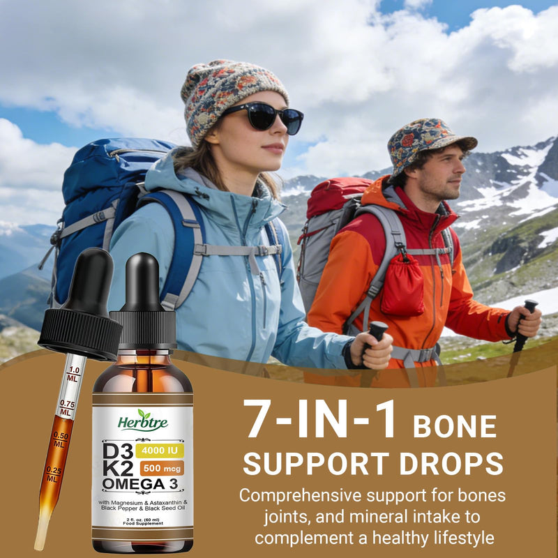 Vitamin D3 K2 Drops | Vegan D3 & K2 (MK-7) Liquid Supplement for Men & Women | Supports Bone & Immune Health | Sugar-Free, 60 ml