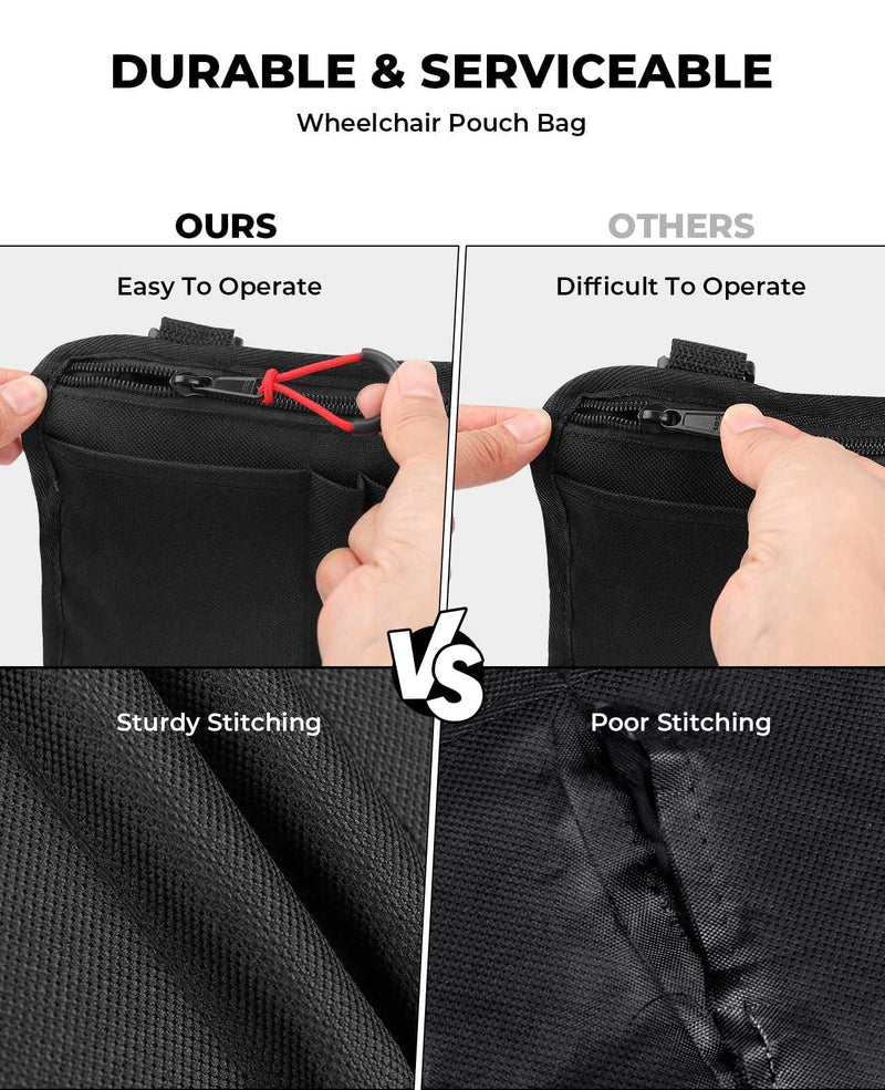 [Australia] - Wheelchair Side Bag with Cup Holder, Wheelchair Armrest Pouch Accessories for Walker, Rollator, Electric Scooter Wheelchairs, Ideal Gift for Mother's Day & Father's Day Black 
