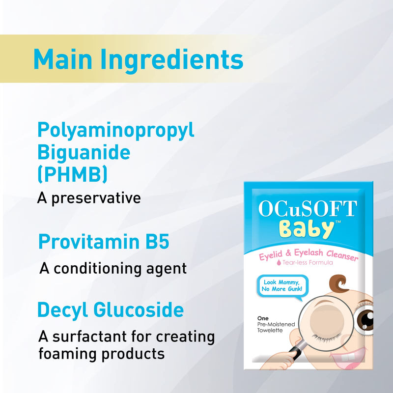 [Australia] - OCuSOFT Baby Eyelid and Eyelash Cleanser, Pre-Moistened Towelette, White/Blue 20 Count 