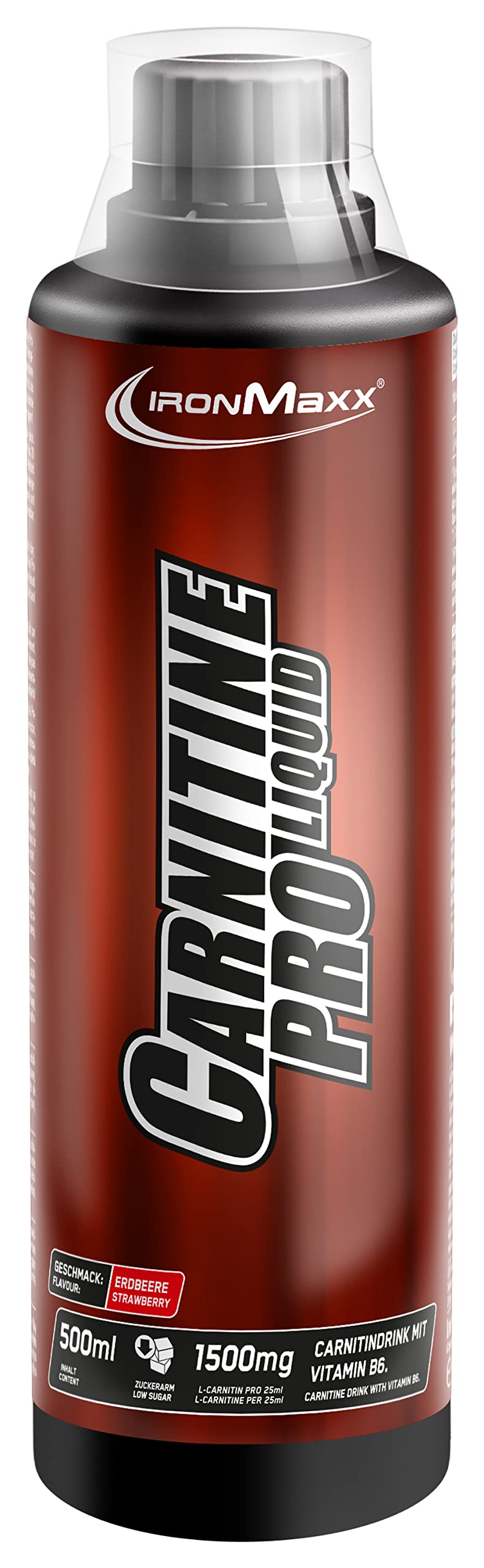 [Australia] - IronMaxx Carnitine Pro Liquid - Strawberry 500ml | 1500mg L-Carnitine per serving | particularly effective before training sessions | ideal during diet phases 500 ml (pack of 1) 