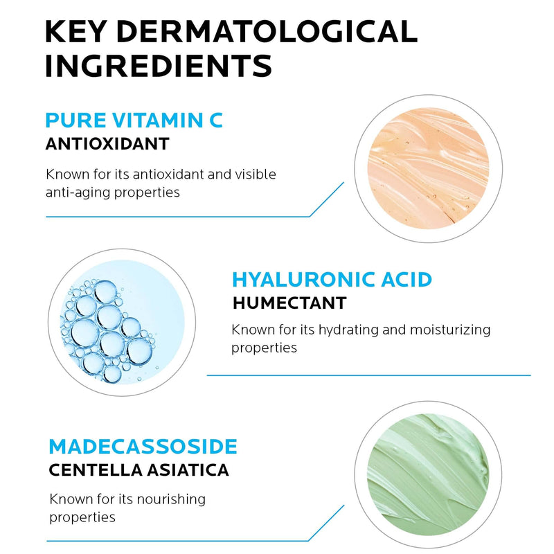 La Roche-Posay Redermic C Vitamin C Eye Cream with Hyaluronic Acid, 0.5oz | Eye cream with Centella Asiatica that helps reduce wrinkles for an anti-aging effect. Suitable for daily use.