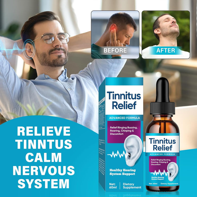 [Australia] - Tinnitus Relief for Ringing Ears - Best Herbal Tinnitus Treatment Drops, Fast-Acting Supplement to Reduce Ear Noise & Support Hearing Health for Men & Women, Organic Formula metal 