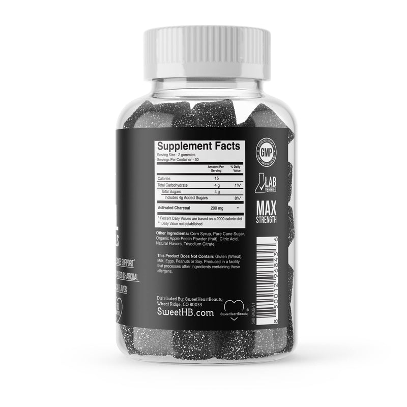 [Australia] - Activated Charcoal Gummies - Natural Coconut Shell Charcoal Gummy Supplements for Detox Support, Stomach Bloat & Oral Health - Gluten Free, Vegan & Pectin Based - Acai Flavor, 60 Count 