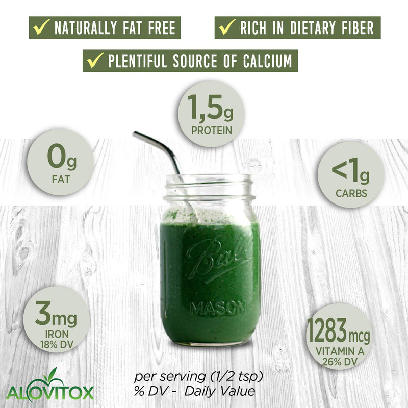 Alovitox Barley Grass Juice Powder: USDA Organic, Raw, 56 Servings | With Chlorophyll, Vitamins, Minerals, Enzymes, Antioxidant and Immune Boosting, All Natural, Gluten-Free, Non-GMO, 8 oz 8 Ounce (Pack of 1)