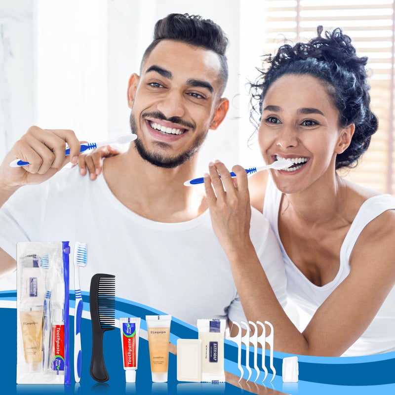 Pack of 10 Hygiene Kit, Hygiene Kit Bulk, Individually Packed, Travel Hygiene Kit with Toothbrush, Toothpaste, Comb, Shampoo, Soap and Floss Picks, Home, Suitable for Hotel, Camping, Travel