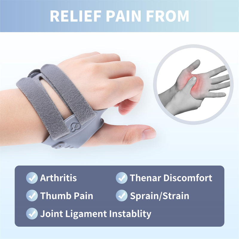 [Australia] - CMC Thumb Brace for Women and Men, Left Thumb Support for Muscle Strain/Trauma/Tendonitis/Joint Pain/Arthritis,Adjustable Thumb Splint with Thumb Sleeve - Gray, Small, Left Grey-Left 