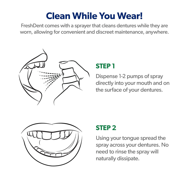 EverSmile FreshDent Denture and Partial Denture Cleaner + Teeth Whitening Spray – Travel Size Alternative to Cleaning Tablets That Eliminates Bacteria and Fights Bad Breath – 50ml + 10ml Pack 1 Count (Pack of 1)