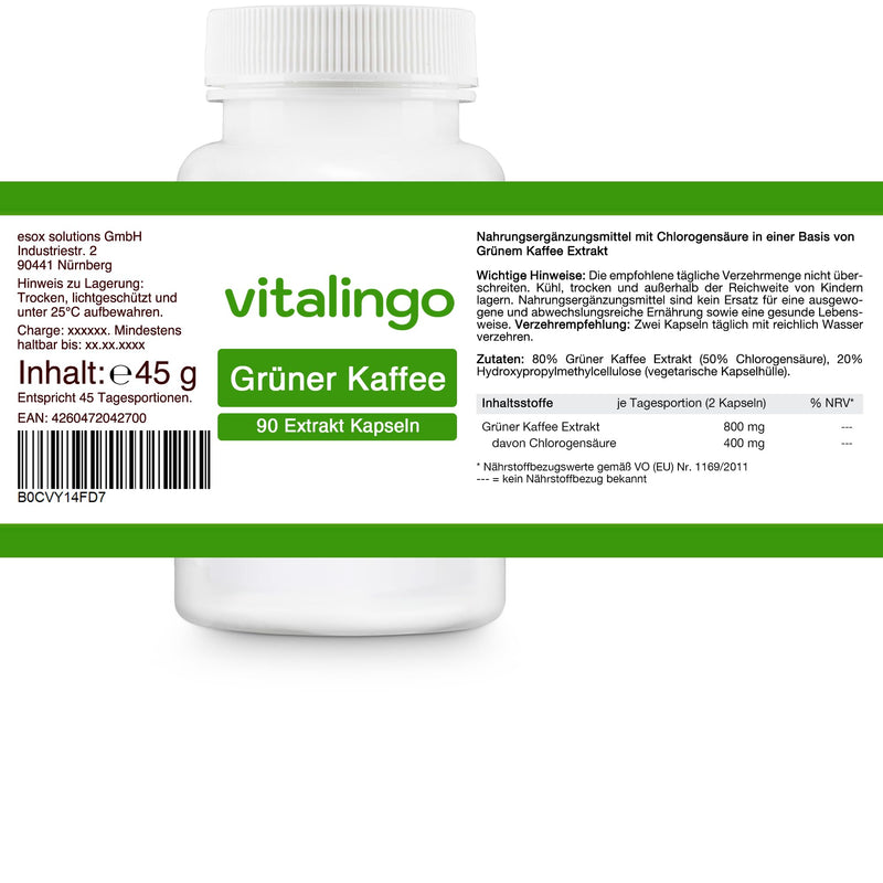 [Australia] - Green Coffee Extract - High Dose 50% Chlorogenic Acid - German Manufacture Laboratory Tested, 90 Capsules 90 Pieces (Pack of 1) 