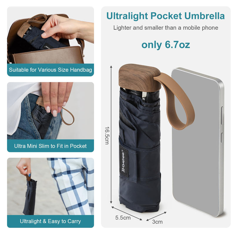 G4Free Mini Travel Umbrella UPF 50+ Ultralight Slim UV Protection Parasol Windproof Compact Umbrella