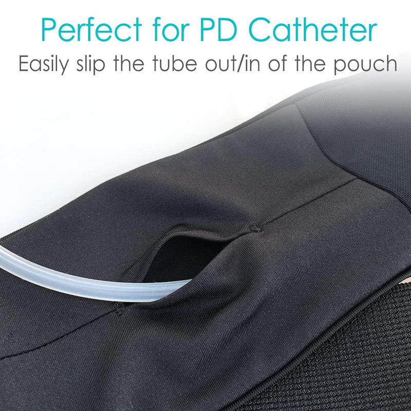 [Australia] - Breathable Peritoneal Dialysis Belt with Mesh Pouch PD Catheter Transfer Set Holder Accessories with Slits for G-Tube Feeding Tube Peg Tubing Stomach Women Men Adults Black Medium (Pack of 1) 