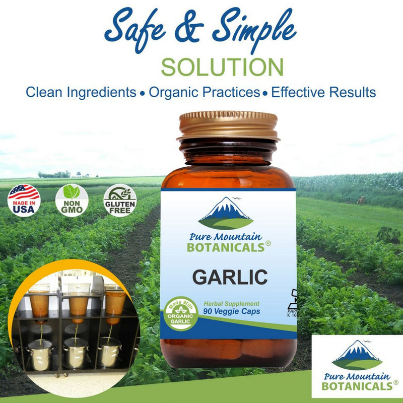 [Australia] - Pure Mountain Botanicals Garlic Pills - Kosher Vegan Capsules with 500mg Organic Garlic Allium Sativum Supplement 