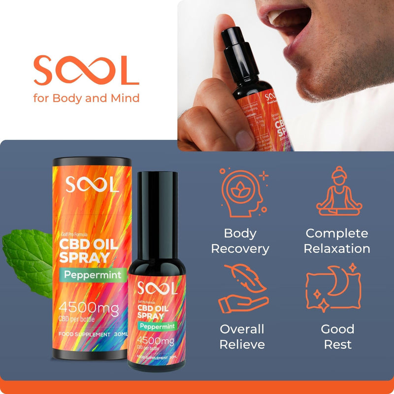 SOOL CBD Oil Spray 4500mg 30ml, Peppermint Flavour High Strength CBD | Hemp Oil CBD Spray | Broad Spectrum CBD Drops | CBD Sleep, Anxiety & Stress Relief Cannabidiol CBD Oil - 0thc* cannabidiol Oil