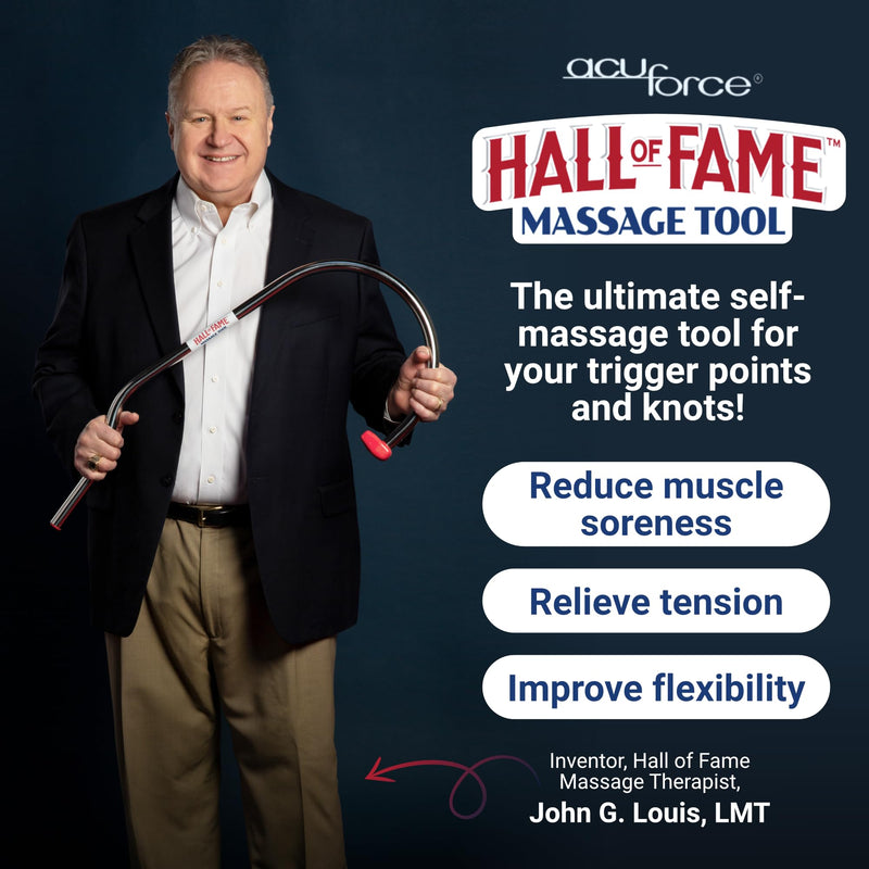[Australia] - Hall of Fame Neck & Back Massager Tool - Trigger Point Massage Tool with Self Massage Hook for Pain Relief, Shoulder, Neck, and Back Muscle Knot Remover - Gift for Men and Women 