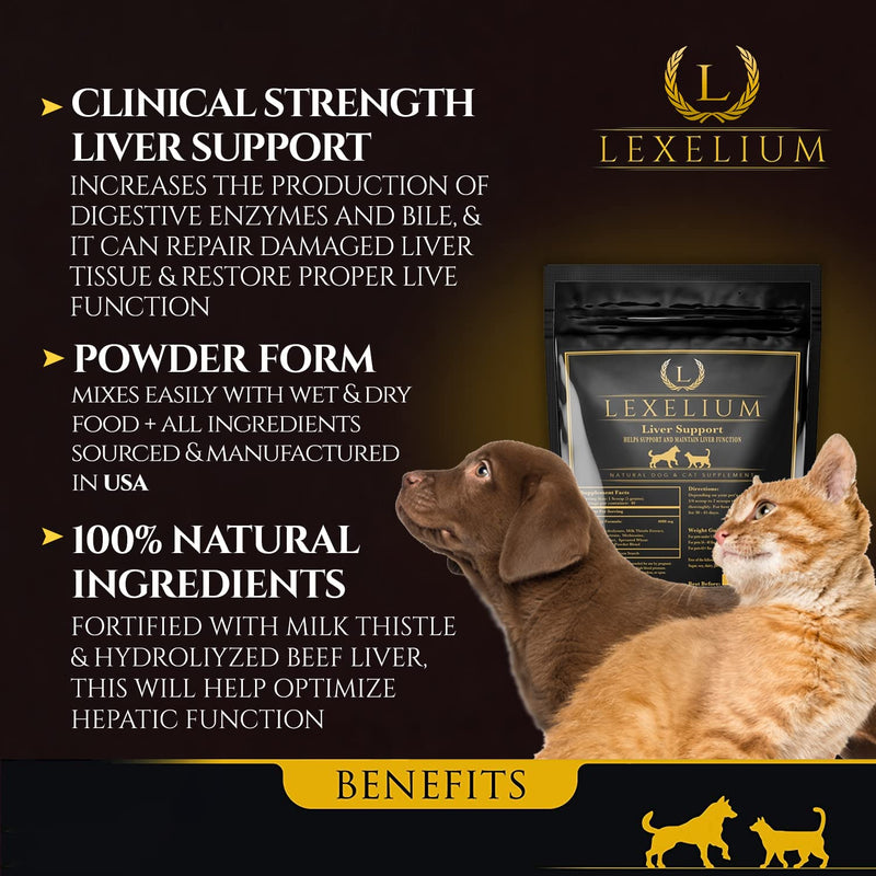 Liver Support Supplement for Dogs and Cats - Great for Detoxing and Helps Kidney, Liver & Skin Function - Cat Liver Support - Milk Thistle + Lysine + Choline Bitartrate + Methionine – 200g - PawsPlanet Australia