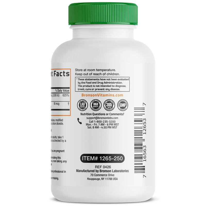 Bronson Vitamin K2+D3 Vegan 2 in 1 Support Vitamin K2 As MK-7, 250 Capsules | Vegan 2-in-1 Immune, Bone & Heart Health Support Formula, Gluten Free, Non GMO 250 Count (Pack of 1)