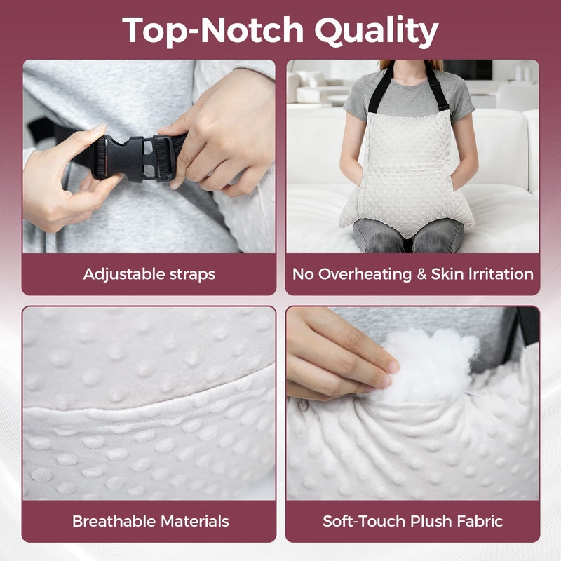 [Australia] - Hysterectomy Pillow with Pockets for Ice/Hot Packs, Abdominal Surgery Recovery Pillow for Women, Post-Surgery Support for Tummy, C-Section, Mastectomy, Heart Surgery, Ideal Recovery Gift (Off-White) 