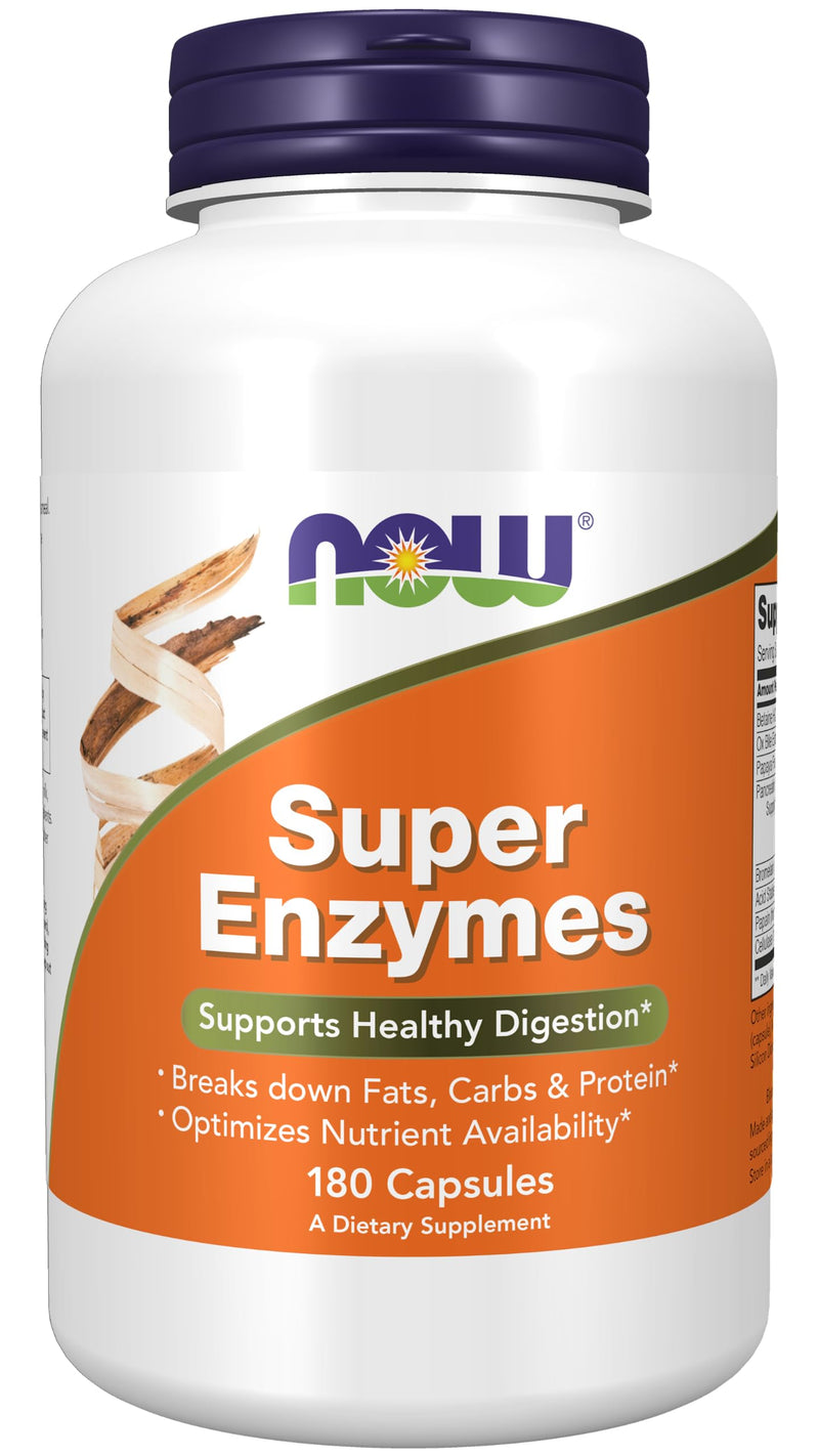 NOW Supplements, CoQ10 (Coenzyme Q10) 200 mg, Cardiovascular Health*, 60 Veg Capsules & Supplements, Super Enzymes, Formulated with Bromelain, Ox Bile, Pancreatin and Papain,180 Capsules