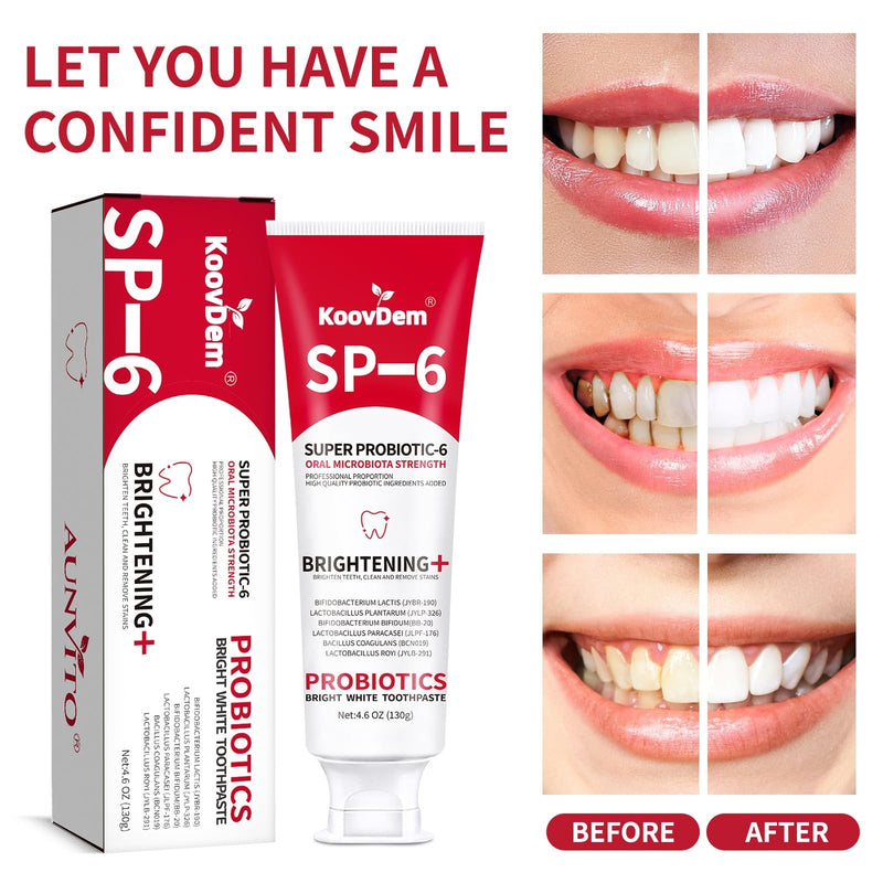 [Australia] - 2025 New Sp-6 Probiotics Whitening Toothpaste-Fluoride-Free, Enhanced Formula with 6 Probiotics for Gum Care & Fresh Breath, Fresh Mint Flavor(2PC)（Blue+Red） 2pc-mix 