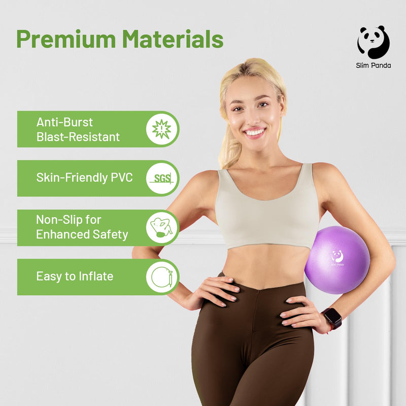 [Australia] - Slim Panda Pilates Ball, 9 Inch Small Exercise Ball, Anti Burst Mini Yoga Ball for Stability, Workout, Barre, Core Strength, Physical Therapy, Balance, Stretching 1 Purple 