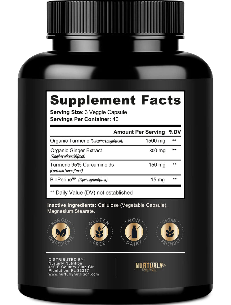 Vitamin B Complex and Turmeric Curcumin with BioPerine & Ginger - Contains All Essential B Vitamins - B1, B2, B3, B5, B6, B7, B9, B12 and Biotin - High Absorption Turmeric Supplements