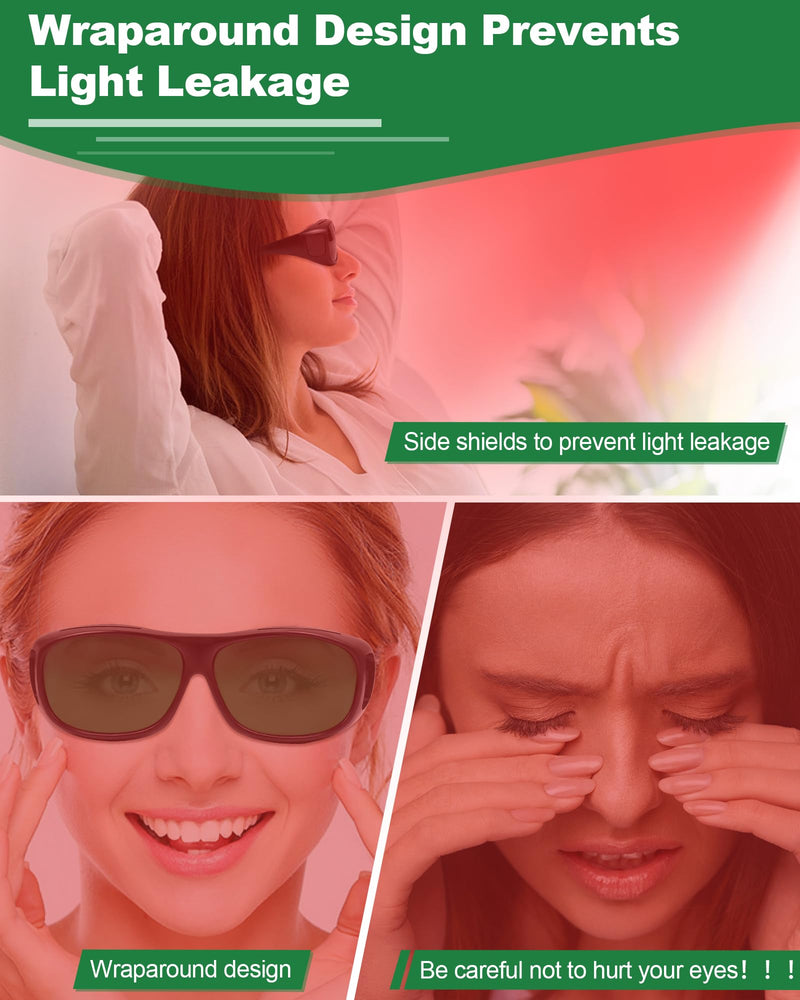 [Australia] - LIGHTMEUP Red Light Therapy Glasses, Superior Eye Protection for Infrared & LED Light Sessions‚ÄìBlocks 200-2000nm Harmful Wavelengths,Maintain Visibility, Lightweight Comfortable Red Light Goggles Full-frame Green 1 Pair 