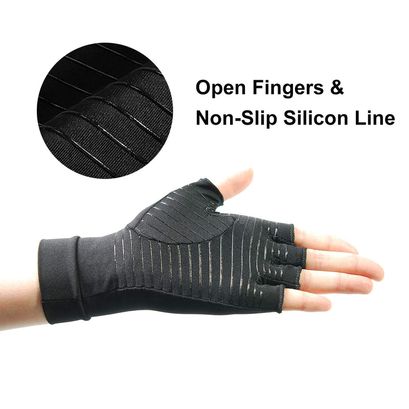 Arthritis Copper Compression Gloves – Highest Infused Copper Content, Comfortable Fit for Men and Women, Alleviate Rheumatoid Pains, Ease Muscle Tension, Relieve Carpal Tunnel Aches (L) Large (1 Pair)