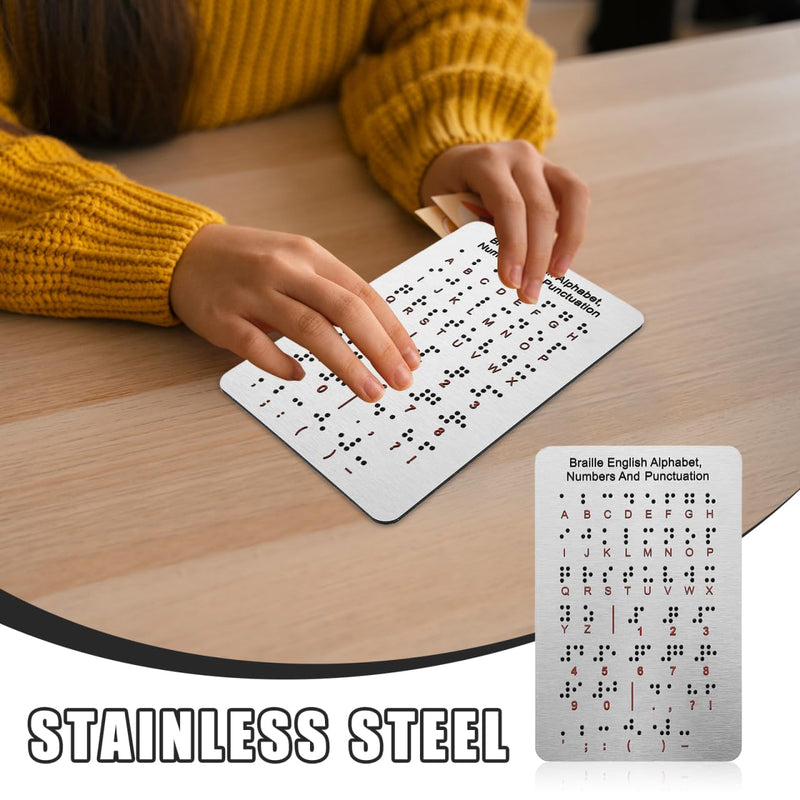 UPKOCH Braille Alphabet Board with Raised Dots for Numbers Punctuation 7.48X4.92 Inch Braille Learning Board Beginner-Friendly Teaching Aid for Blind Children Adults