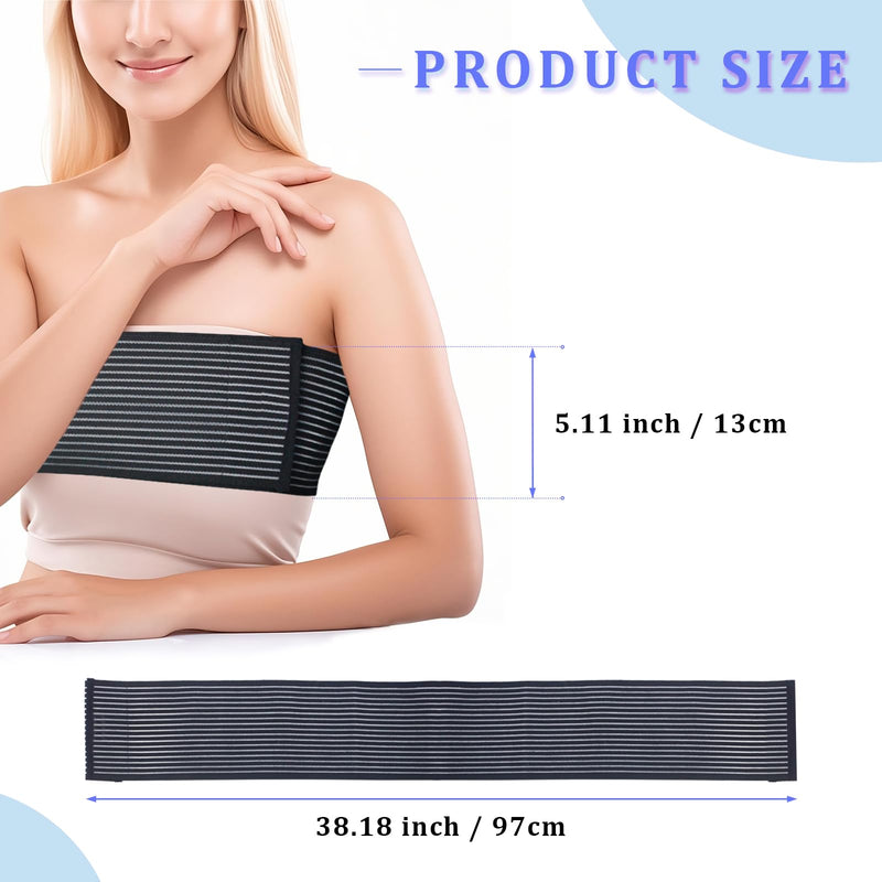 Post Op Breast Augmentation Band | Breast Implant Chest Brace For Women | Compression Wrap Post Surgery Bra Belt | No Bounce Stabilizer Strap | Sport Bra Alternative For Running Working Out (Black, Large) Black