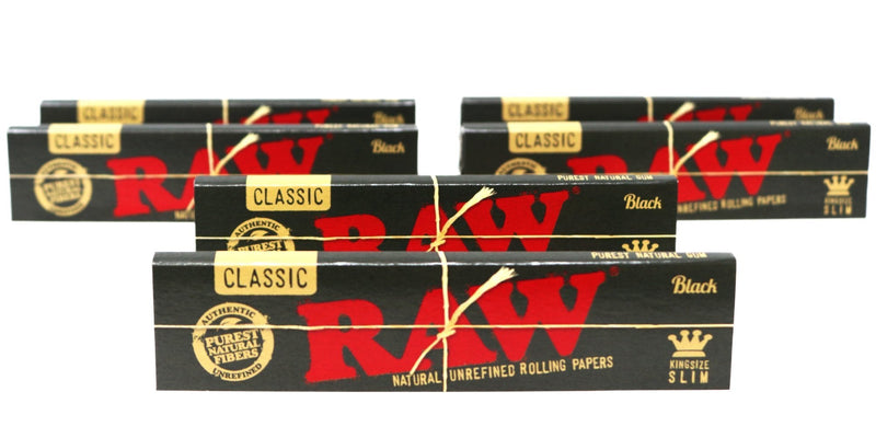 [Australia] - RAW Classic Black King Size Slim Natural Unrefined Ultra Thin 110mm Rolling Papers (6 Packs) 