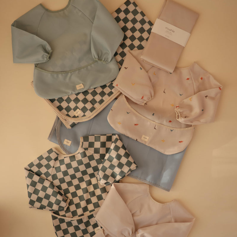 [Australia] - mushie Baby Splat Mat 42.5x42.5 Inch (Fog) | Water Resistant for Under High Chair and Infant Play Fog 