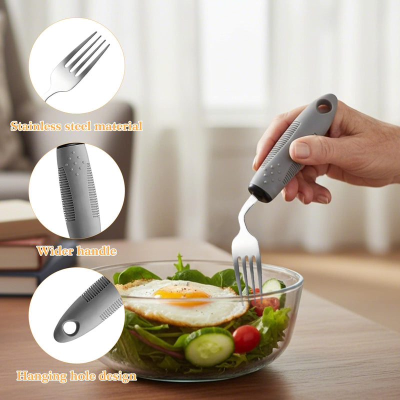 4PCS Arthritis Aids 42° Angled with Wide Handles Easy Grip Adaptive Utensils Cutlery for Arthritic Hands Disabled Adults Elderly Parkinson Tremors