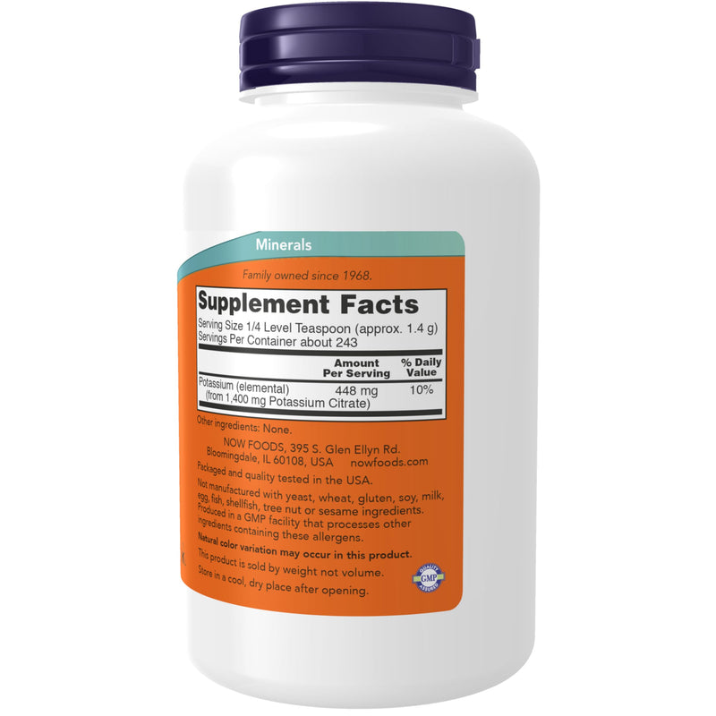 [Australia] - NOW Foods Supplements, Potassium Citrate Powder, Supports Electrolyte Balance and Normal pH*, Essential Mineral, 12-Ounce Unflavored 12 Ounce (Pack of 1) 