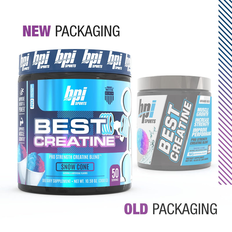 [Australia] - BPI Sports Best Creatine - Creatine Monohydrate, Himalayan Salt - strength, Pump, Endurance, Muscle Growth, Muscle Definition - No Bloat - Snow Cone - 50 servings - 10.58 Oz 50 Servings (Pack of 1) 