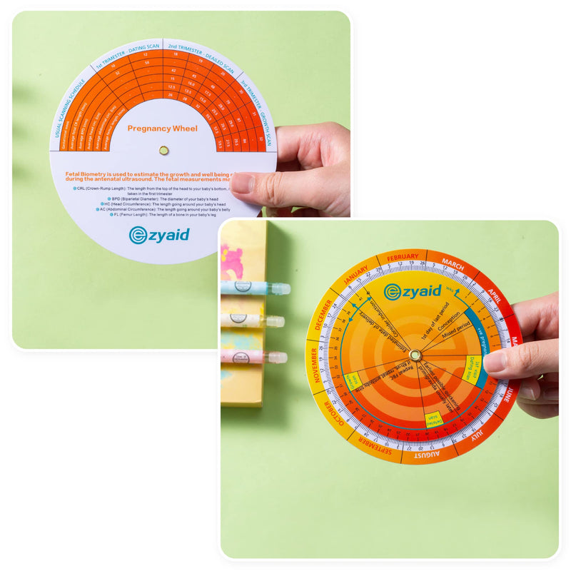 [Australia] - Pregnancy Wheel (Pack of 6), Due Date OB-GYN Calculator for Pregnant Women/Healthcare Providers, Gestational EDC/EDD Wheel with CRL, BPD, HC AC and FL Guide 