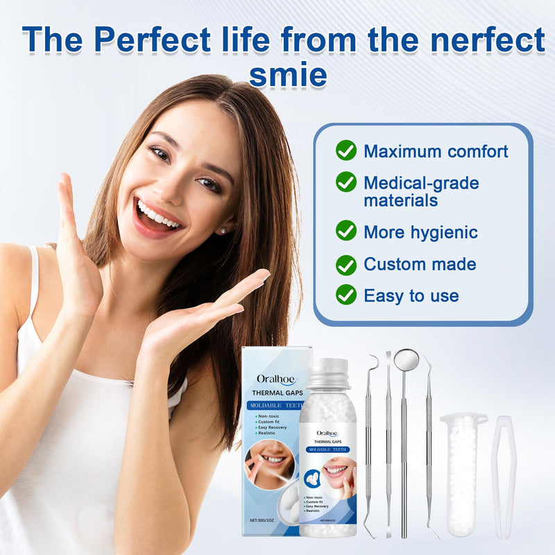 [Australia] - Tooth Repair Set Tooth Repair Set Tooth Repair Set Permanent Make Your Own Tooth Filling Make Your Own Temporary Dentures for Repairing Gaps in Broken Teeth with 4 Tools, 30g+5g 