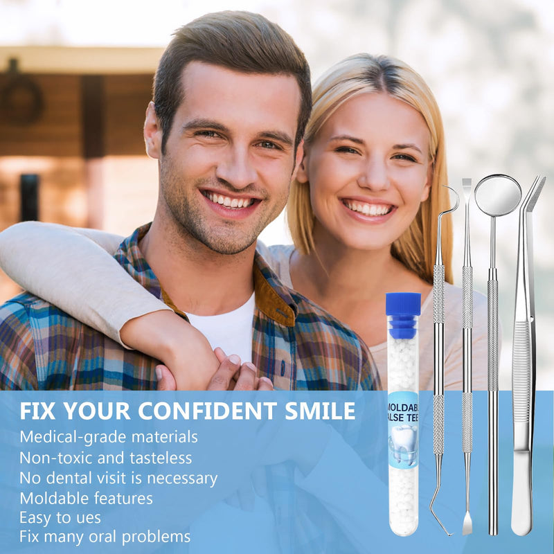 [Australia] - Tooth Repair Kit, Moldable False Teeth, Tooth Replacement Missing Teeth, Teeth Filling Kit Permanent with 4 Dental Tool, Tooth Repair Kit for Broken Teeth, Temporary Tooth Filling Kit, Moldable Teeth 