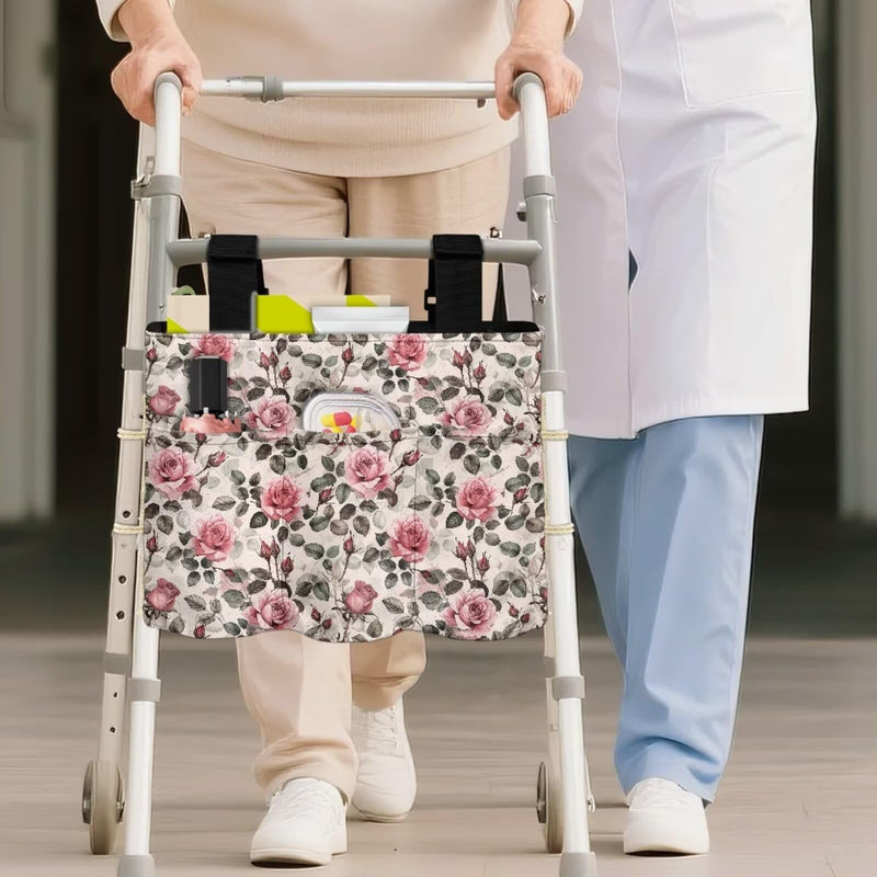 [Australia] - Rose Walker Bag for Rollator Walker Foldable Walker Storage Bag with Big Capacity Gifts for Seniors in Assisted Living Walker Accessories Rose 