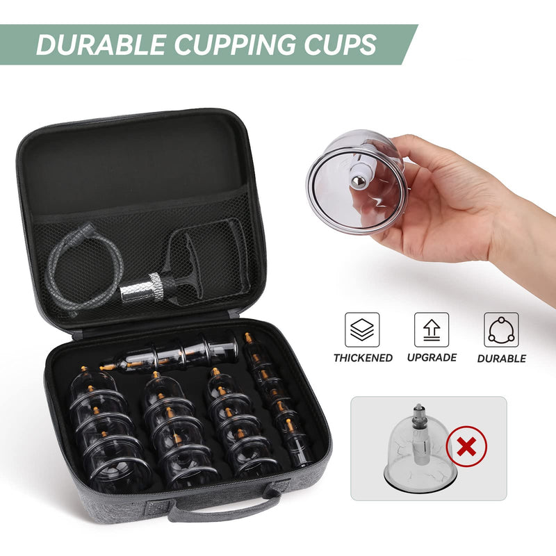 [Australia] - Cupping Set Professional Chinese Acupoint Cupping Therapy Sets Portable, Suction Hijama Cupping Set with Vacuum Magnetic Pump Cellulite Cupping Massage Kit 22-Cup Travel Case 