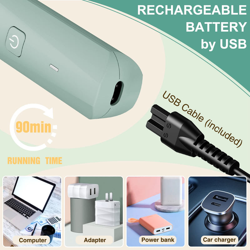 [Australia] - Bikini Trimmer for Women,IP7X Waterproof Wet/Dry Groin Shaver,Electric Ball Trimmer Pubic Hair Trimmer Shaver,Snap-in Ceramic Blades,Green Blue 