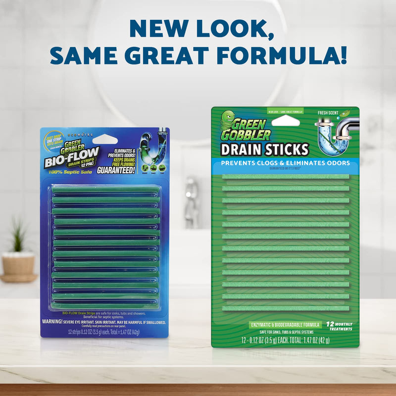 [Australia] - Green Gobbler Drain Cleaner & Deodorizer FRESH SCENT Sticks for Toilet Tanks, Sinks, Bathtub Drains, Washing Machine Drains and Garbage Disposals - 24 Pieces 12 Count (Pack of 2) 