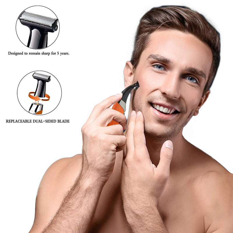 [Australia] - Electric Razor, Beard Trimmer Men, Waterproof Beard Grooming,Cordless USB Rechargeable Body Groomer and Hair Remover for Eyebrow, Beard Facial& Body Hair for Men and Women Orange 
