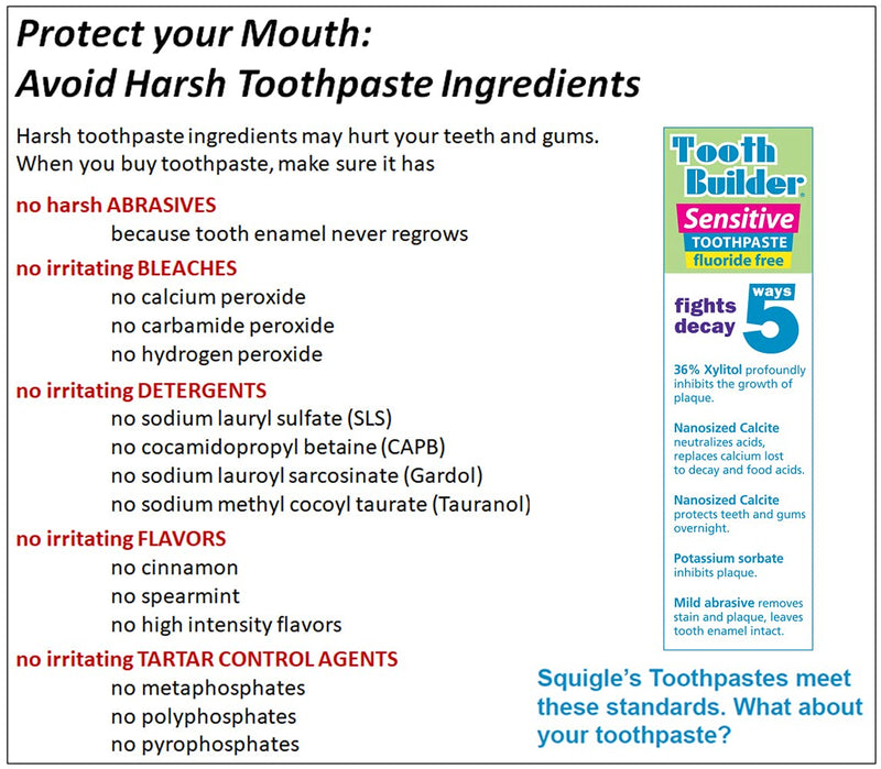 [Australia] - Squigle Tooth Builder SLS Free Toothpaste (Stops Tooth Sensitivity) Prevents Canker Sores, Cavities, Perioral Dermatitis, Bad Breath, Chapped Lips, 4 oz (16 Ounce (Pack of 4), Unflavored) 4 Ounce (Pack of 4) 